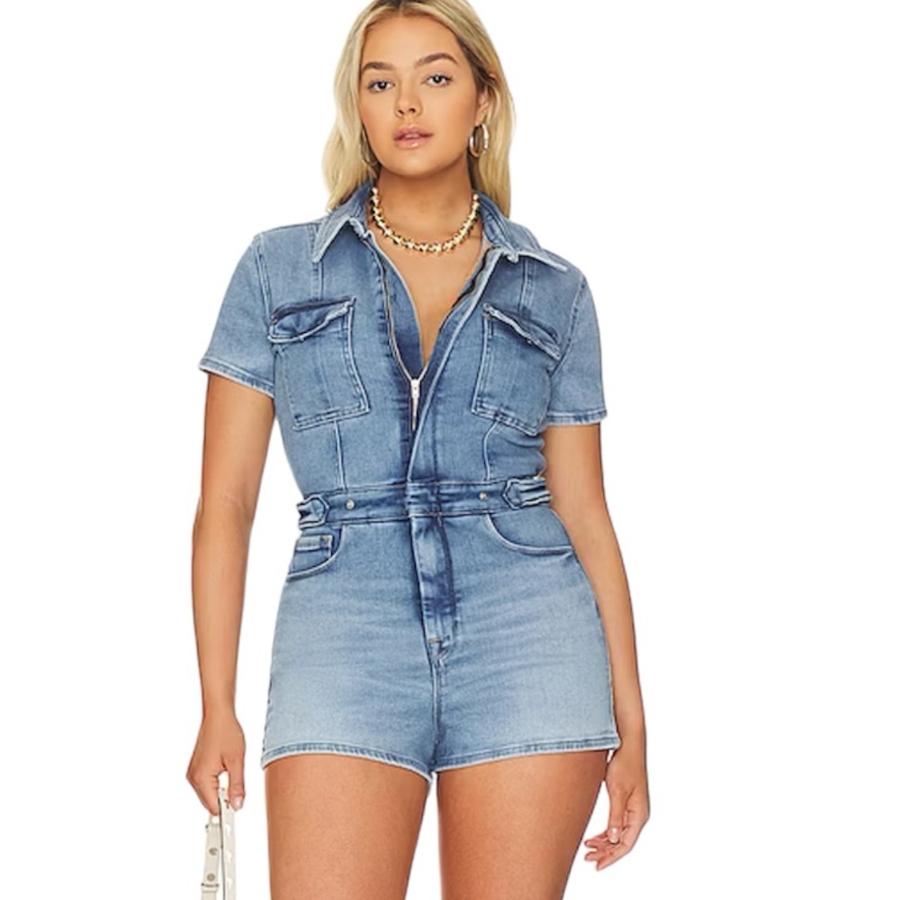 Good American Fit For Success Jeans Romper Size Medium NWOT